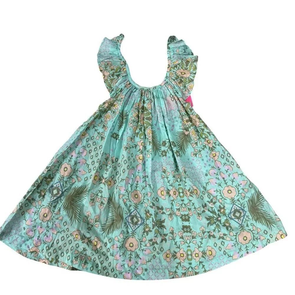 Seafolly 100% cotton Multi Print Frill Dress cover up Girls Size 6 New